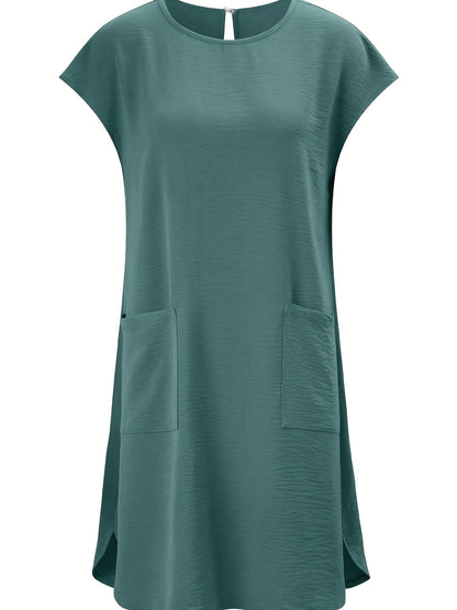 Megan – Elegant Summer Dress with Batwing Sleeves and Pockets