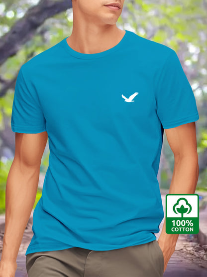 William - Casual Cotton T-Shirt with Printed Bird Design for Men