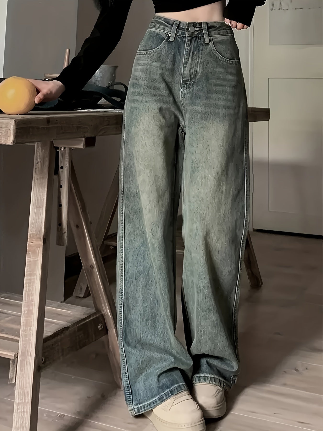 Alinta- Vintage Wide Leg Jeans for Women