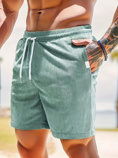 Graham - Stripe Pattern Casual Shorts With Drawstring and Pockets for Men