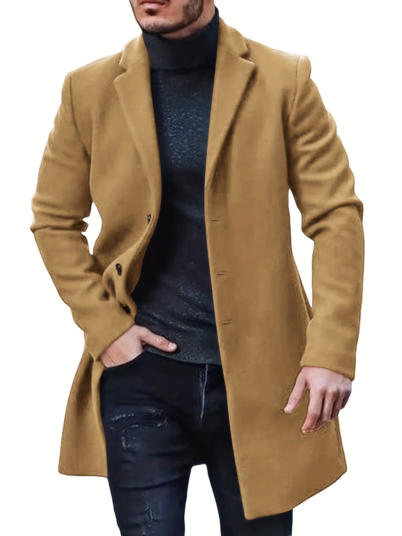 William - Retro Trench Coat with Semi-formal and Single Breasted for Men