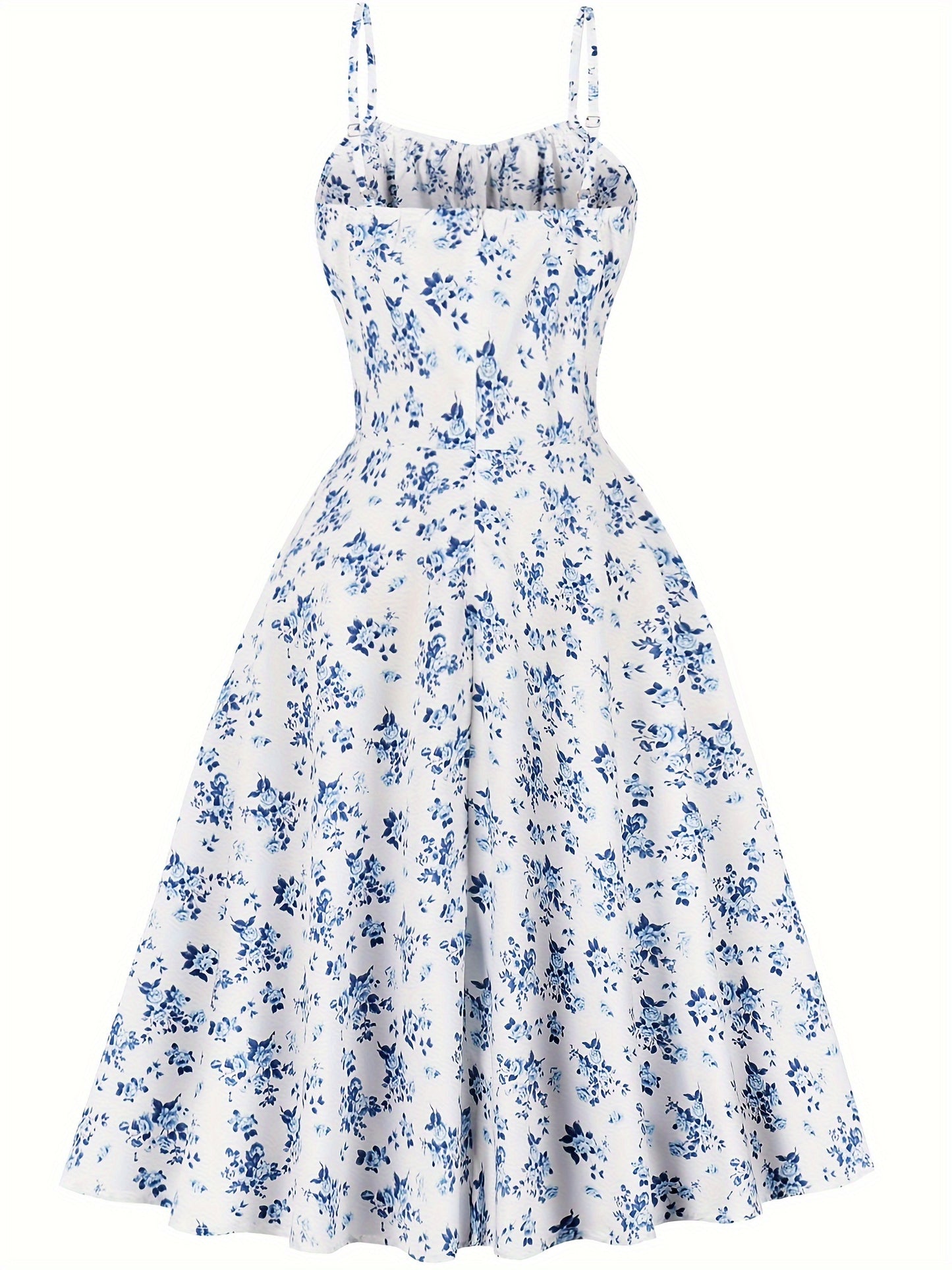 Maya - Vintage Elegant Sleeveless Dress with Floral Print and Tie Front for Women