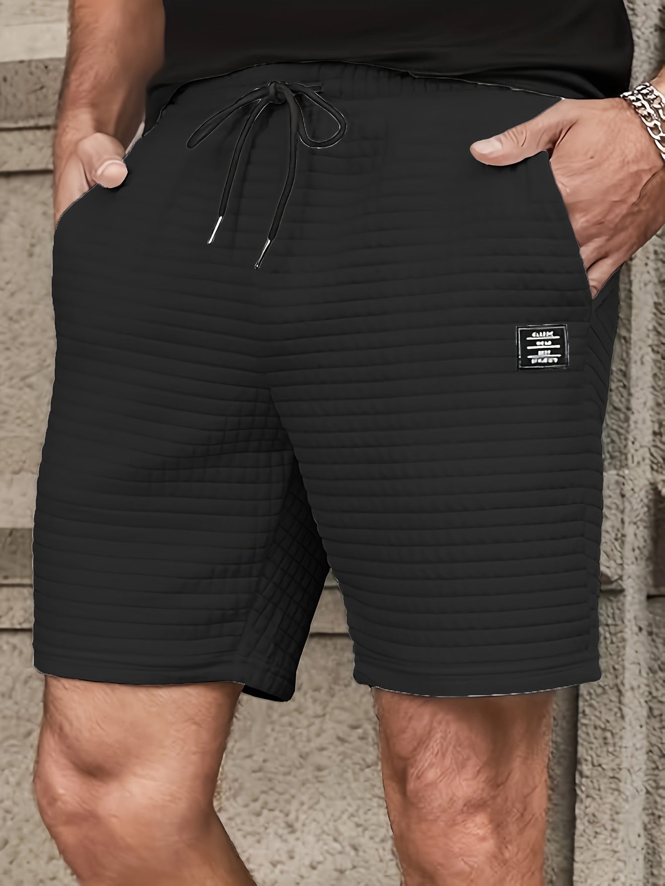 Liam - Waffle Knit Shorts with Drawstring and Pockets for Men