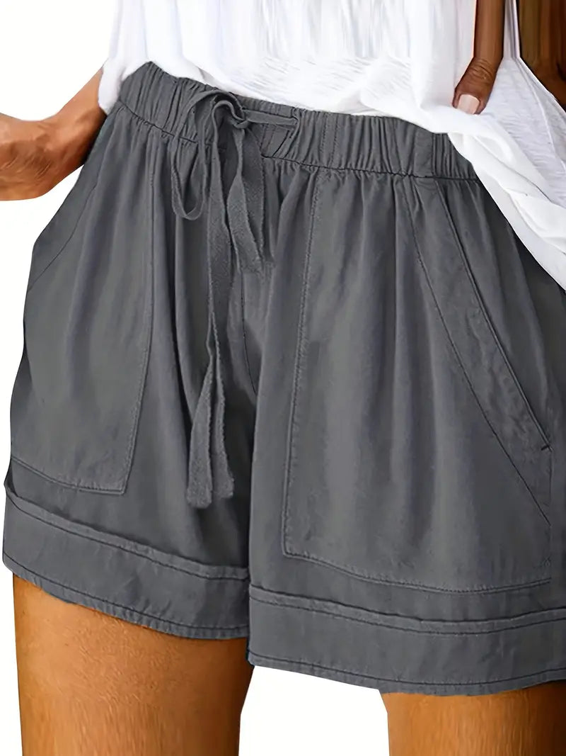 Margaret - Drawstring Elastic Waist Shorts with Pockets for Women