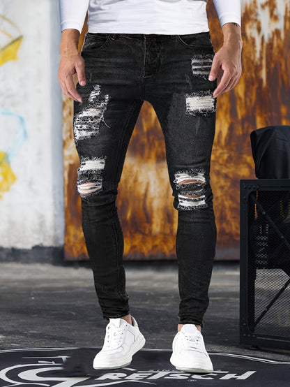 Henry - Slim Fit Ripped Jeans with Street Style and Medium Stretch for Men