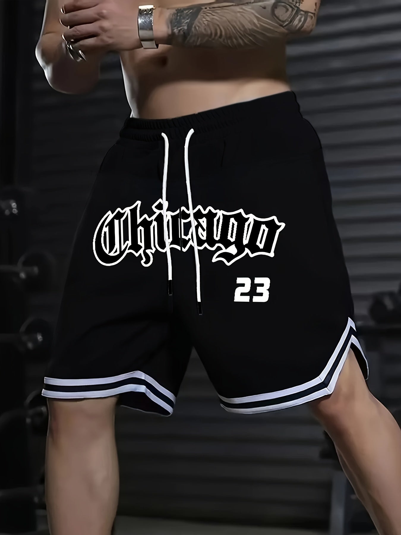 Dylan - Casual Sport Shorts with "Chicago 23" Print and Drawstring for Men