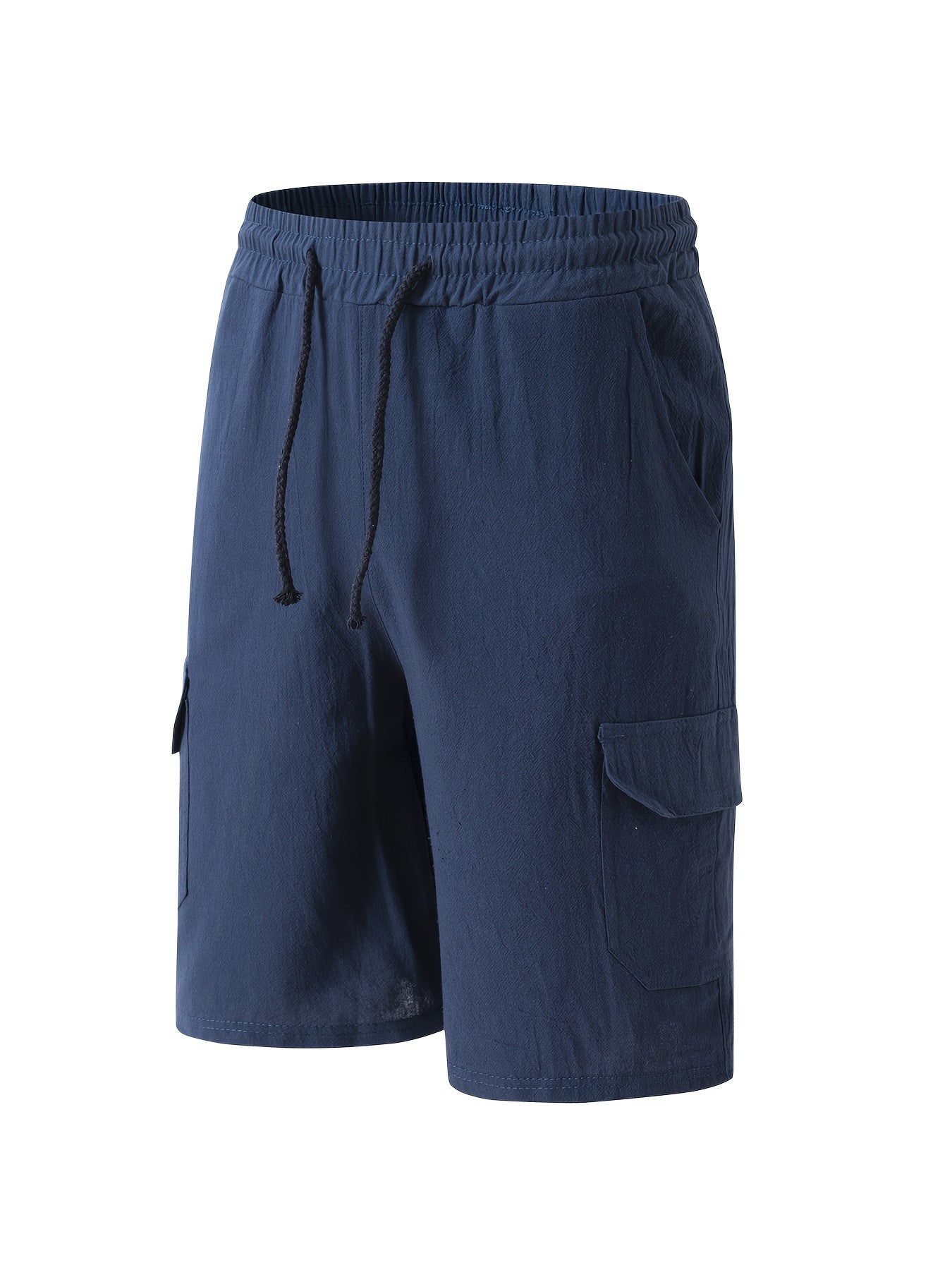 Jacob - Linen Cargo Shorts with Multi-pocket and Waist Drawstring for Men