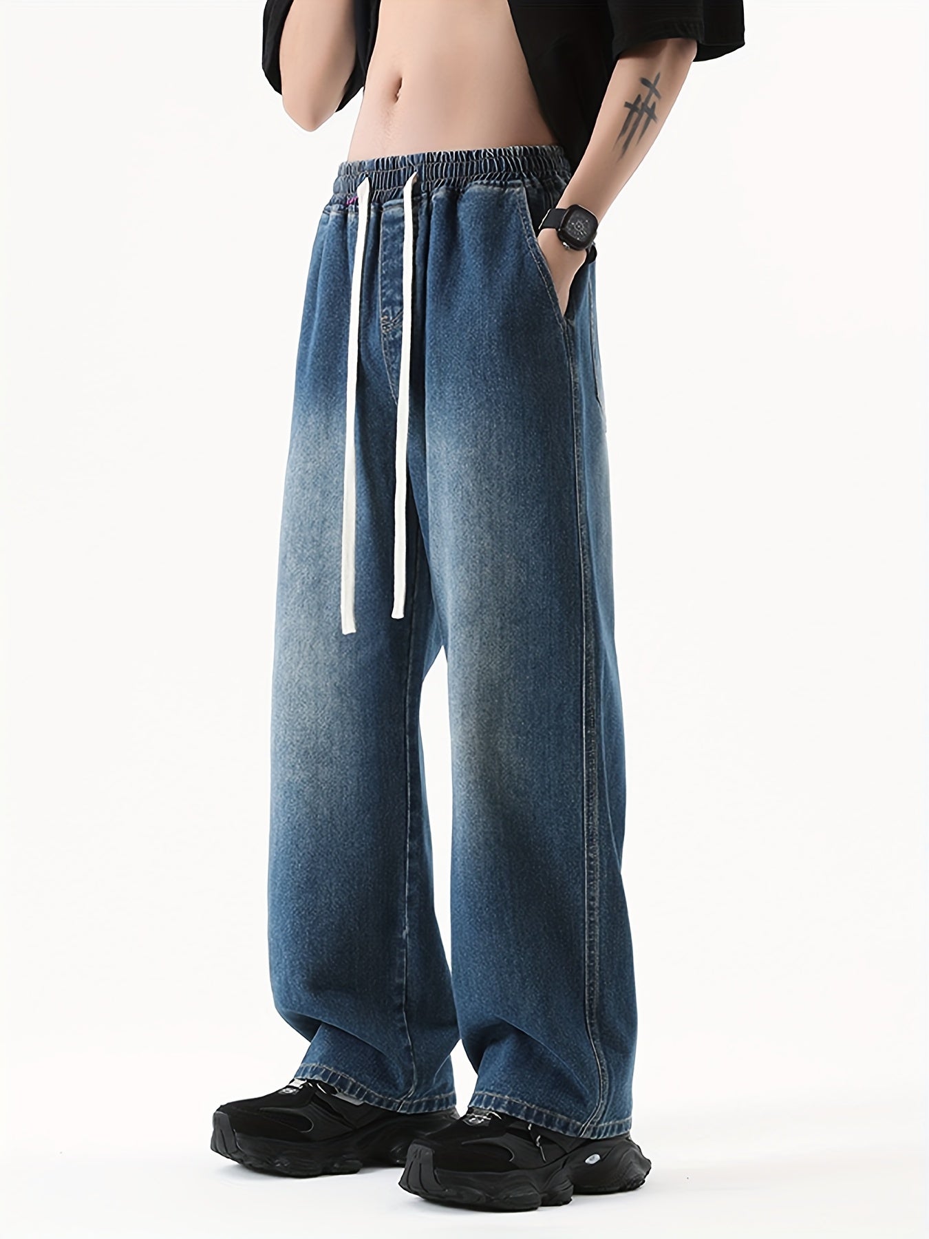 Carter - Street Style Wide Leg Denim Jeans for Men