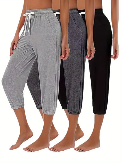 Camilla - 3pcs Drawstring Joggers with Slant Pockets for Women