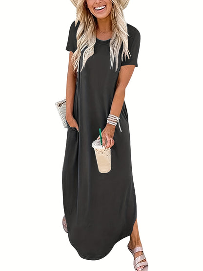 Riley - Maxi Dress with Loose Fit and Curved Hem for Women