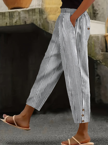 Giselle - Elegant Striped Straight-Leg Pants for Women