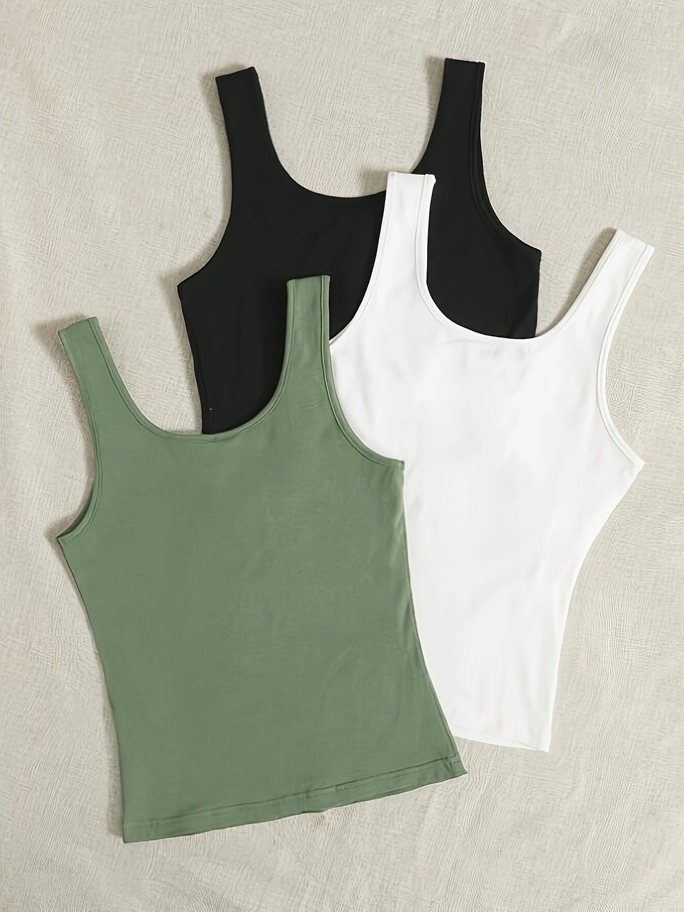 Ruth - 3 Pieces Tank Tops with Sleeveless and Crew Neck for Women