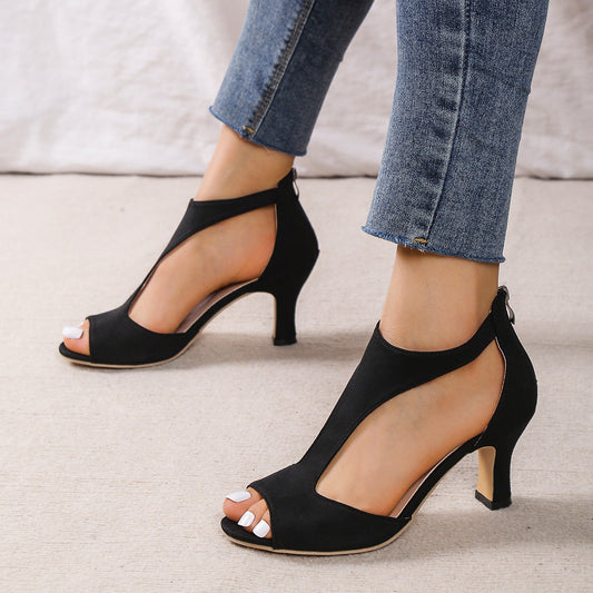 Jade – High Heel Peep Toe Sandals with Back Zipper