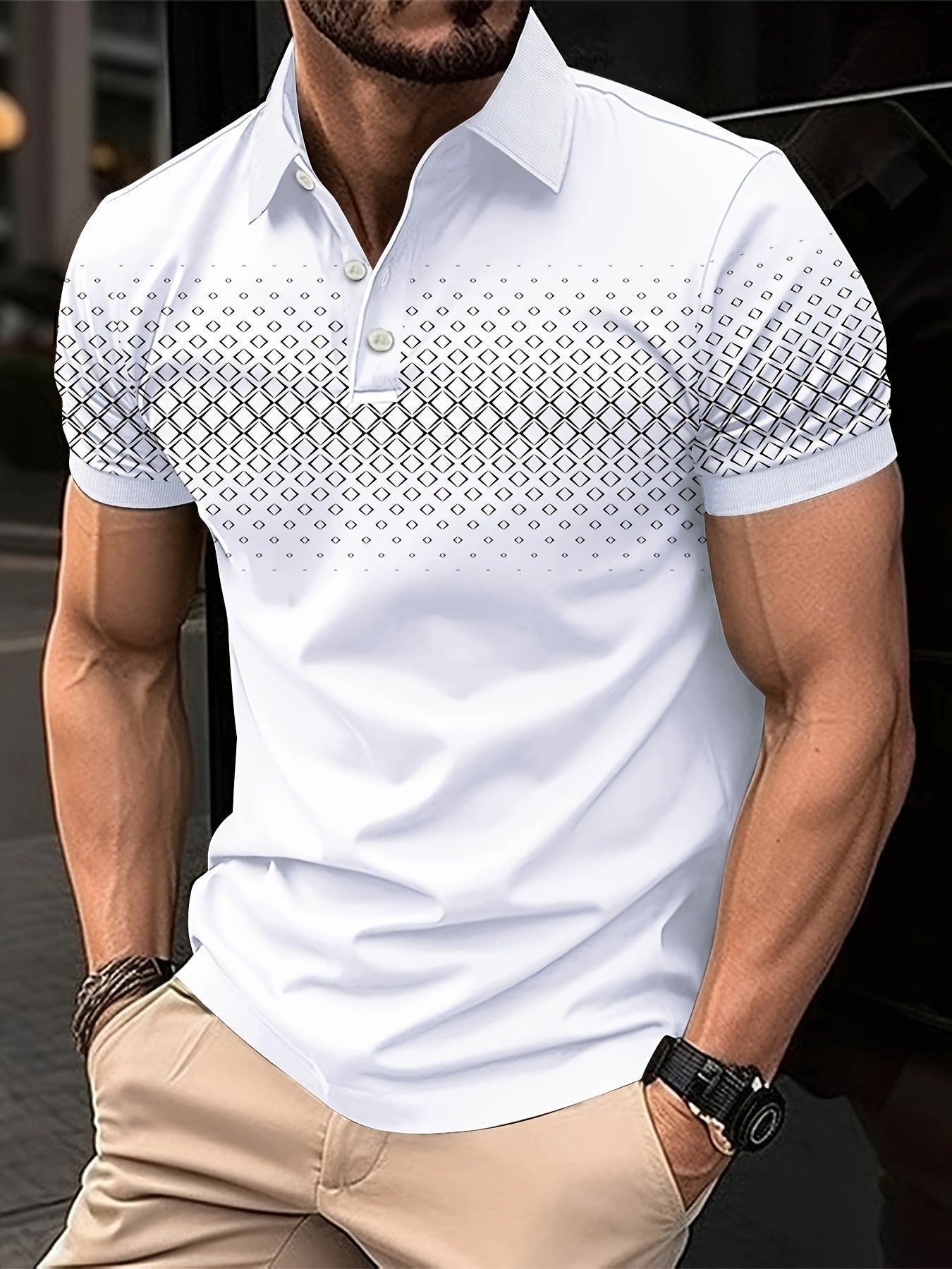 Hugo - Trendy Polo Shirt with Argyle Pattern Print for Men