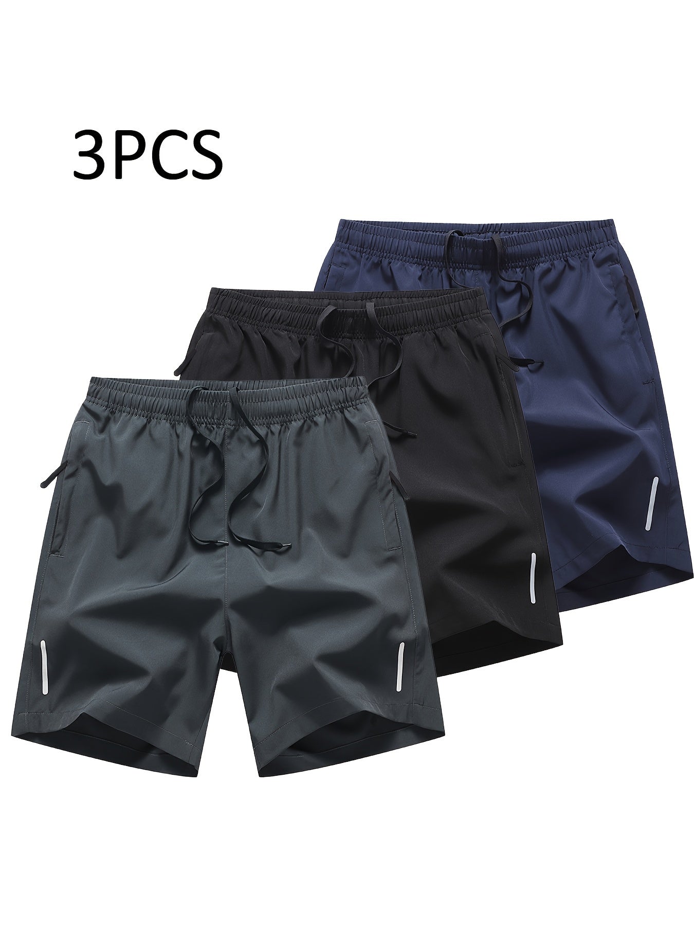 Nicolas - 3 Pieces Active Shorts with Drawstring Shorts and Zipper Pockets for Men