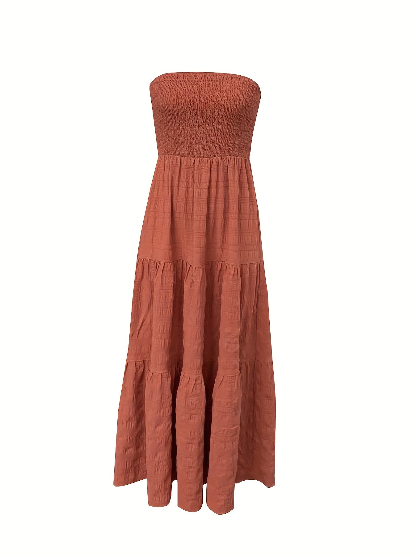 Margaret - Elegant Shirred Tube Dress with Ruffle Hem for Women