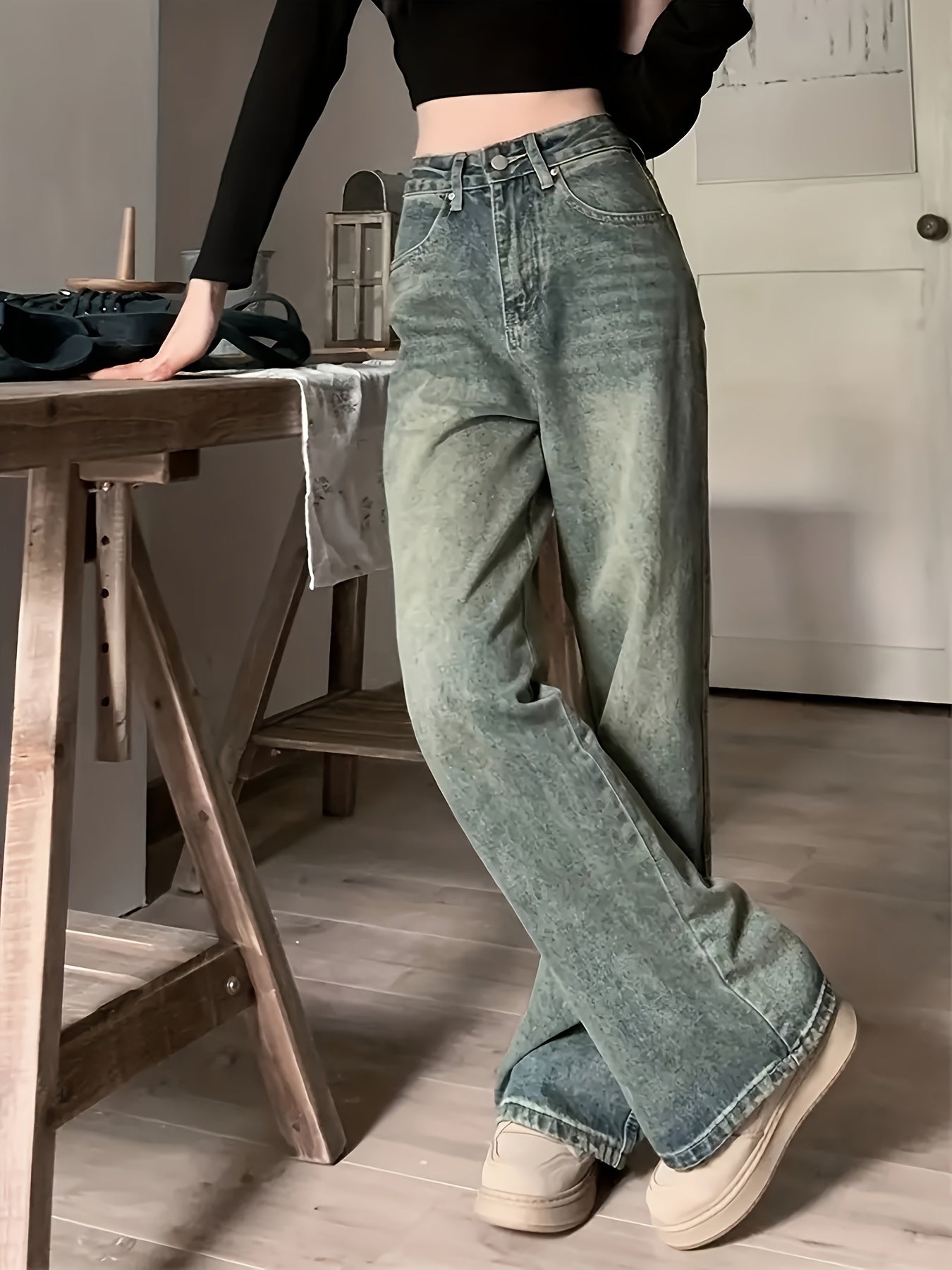 Alinta- Vintage Wide Leg Jeans for Women