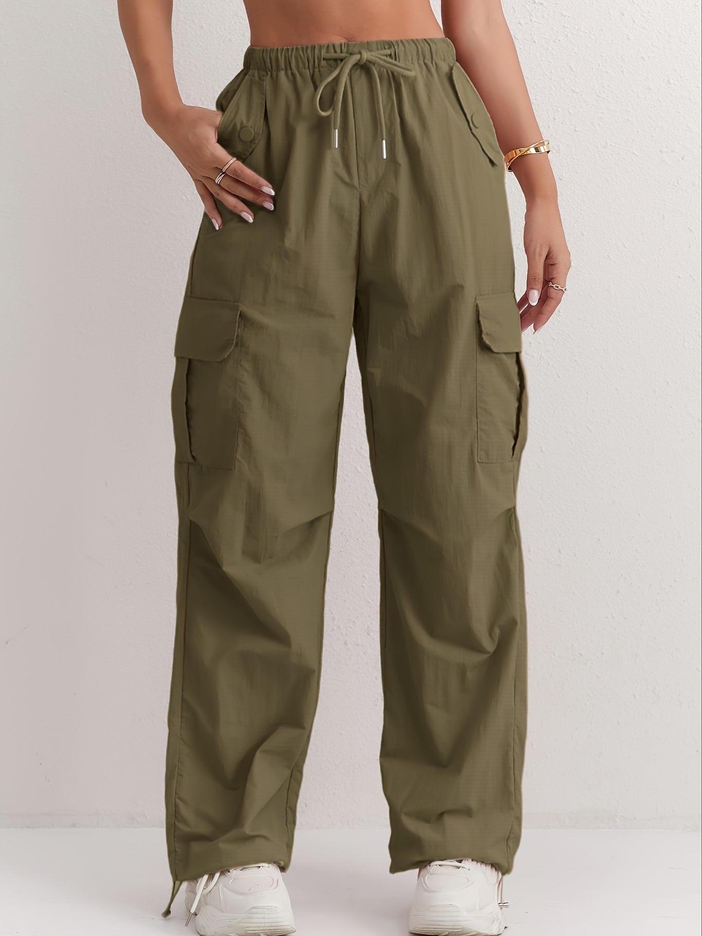 Giselle - Casual Cargo Pants with Slant Pockets and Straight Leg for Women