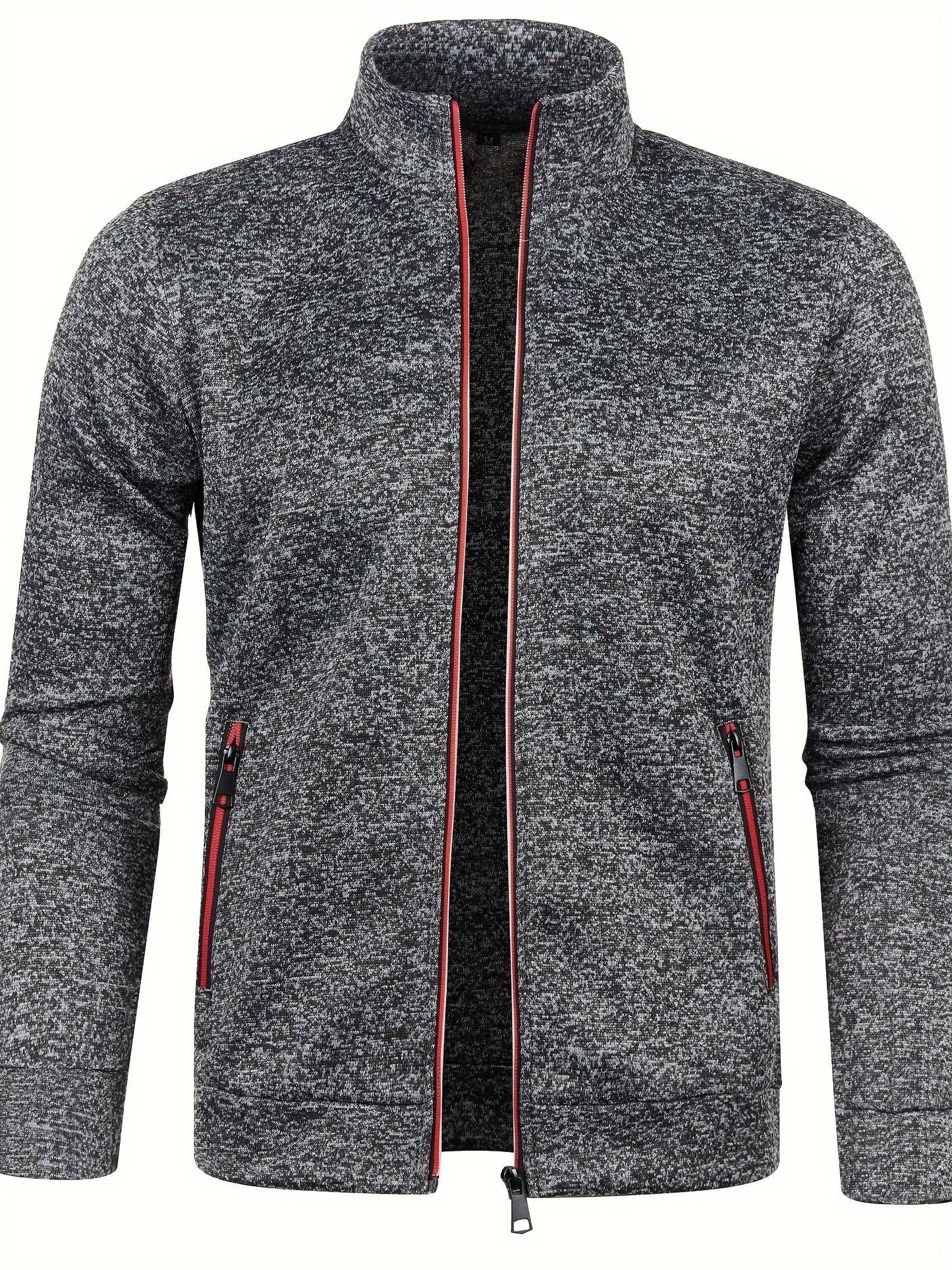 Emerson - Elegant Mid Stretch Sweater with Zip Up and Stand Collar for Men