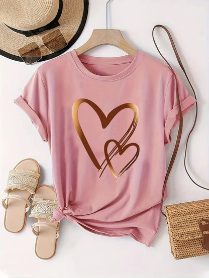 Leilani - Casual T-Shirt with Heart Print for Women