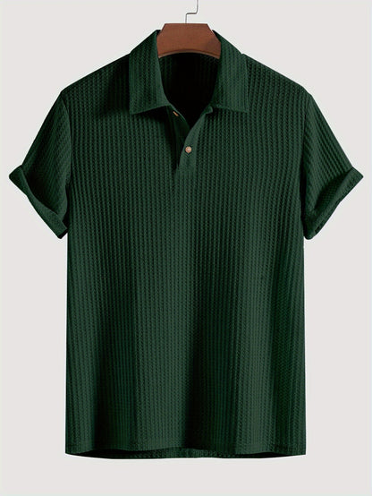 Jacob - Waffle Knit Polo Shirt with High Stretch for Men