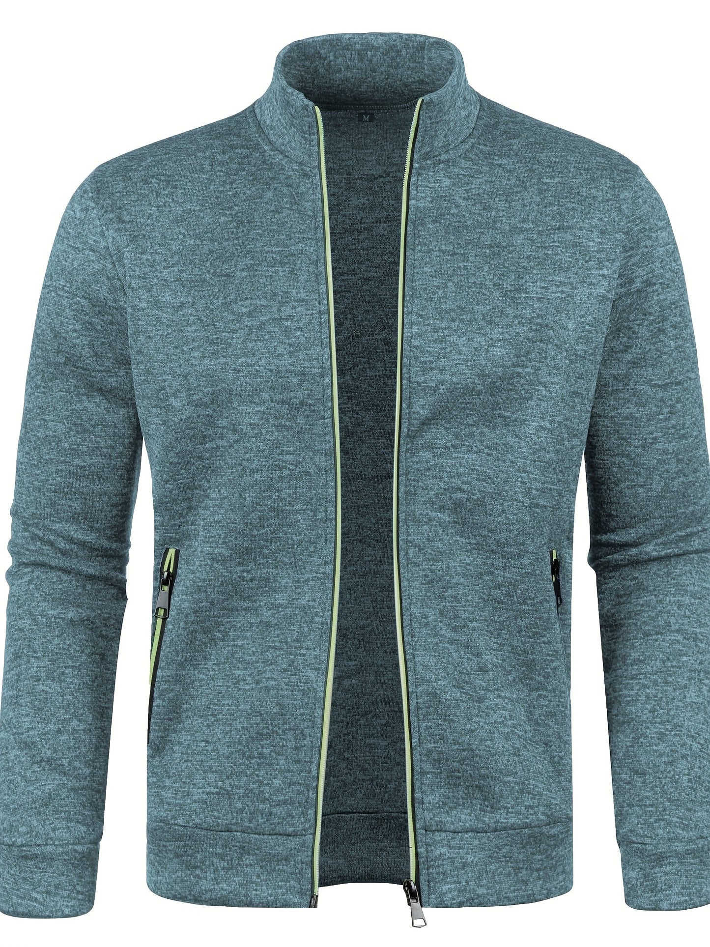 Emerson - Elegant Mid Stretch Sweater with Zip Up and Stand Collar for Men