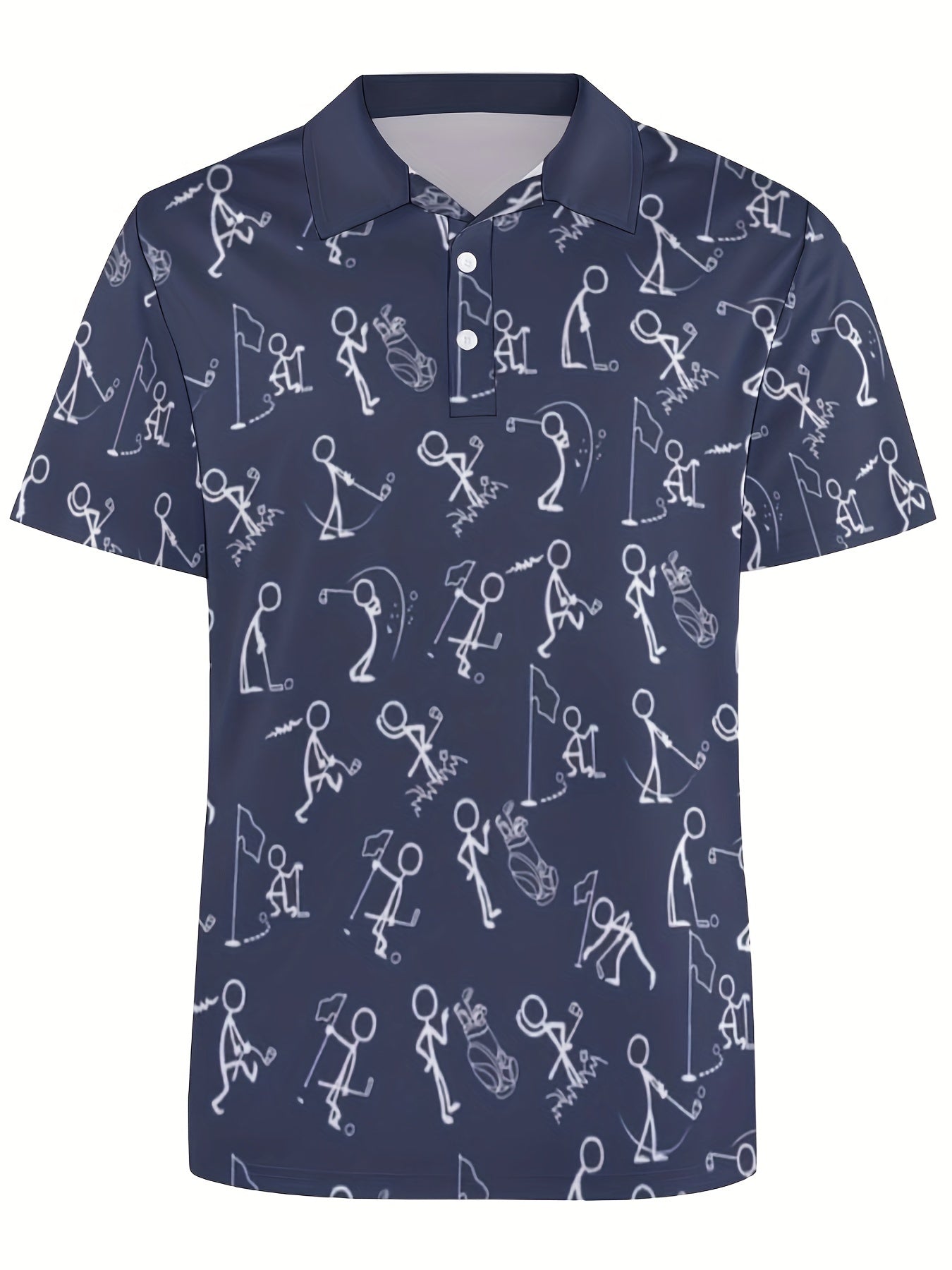 Roger - Casual Polo Shirt with Stick Man Graphic Print for Men