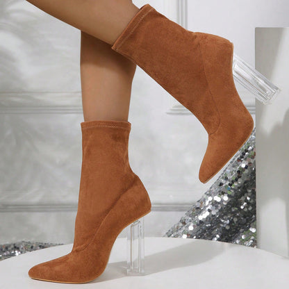 Stephanie – Crystal Heel Mid-Calf Boots