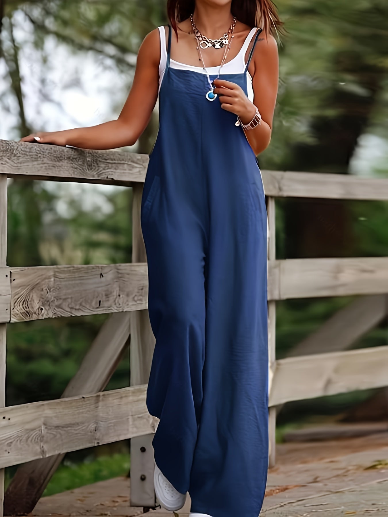 Rowan - Sleeveless Jumpsuit with Spaghetti Strap and Wide Leg for Women