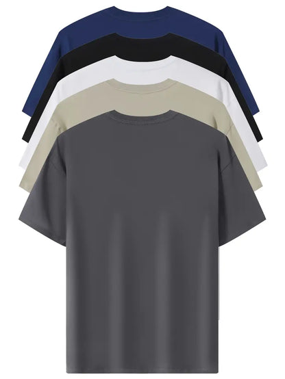 Clayton - 5pcs Cotton T-Shirts with Crew Neck for Men