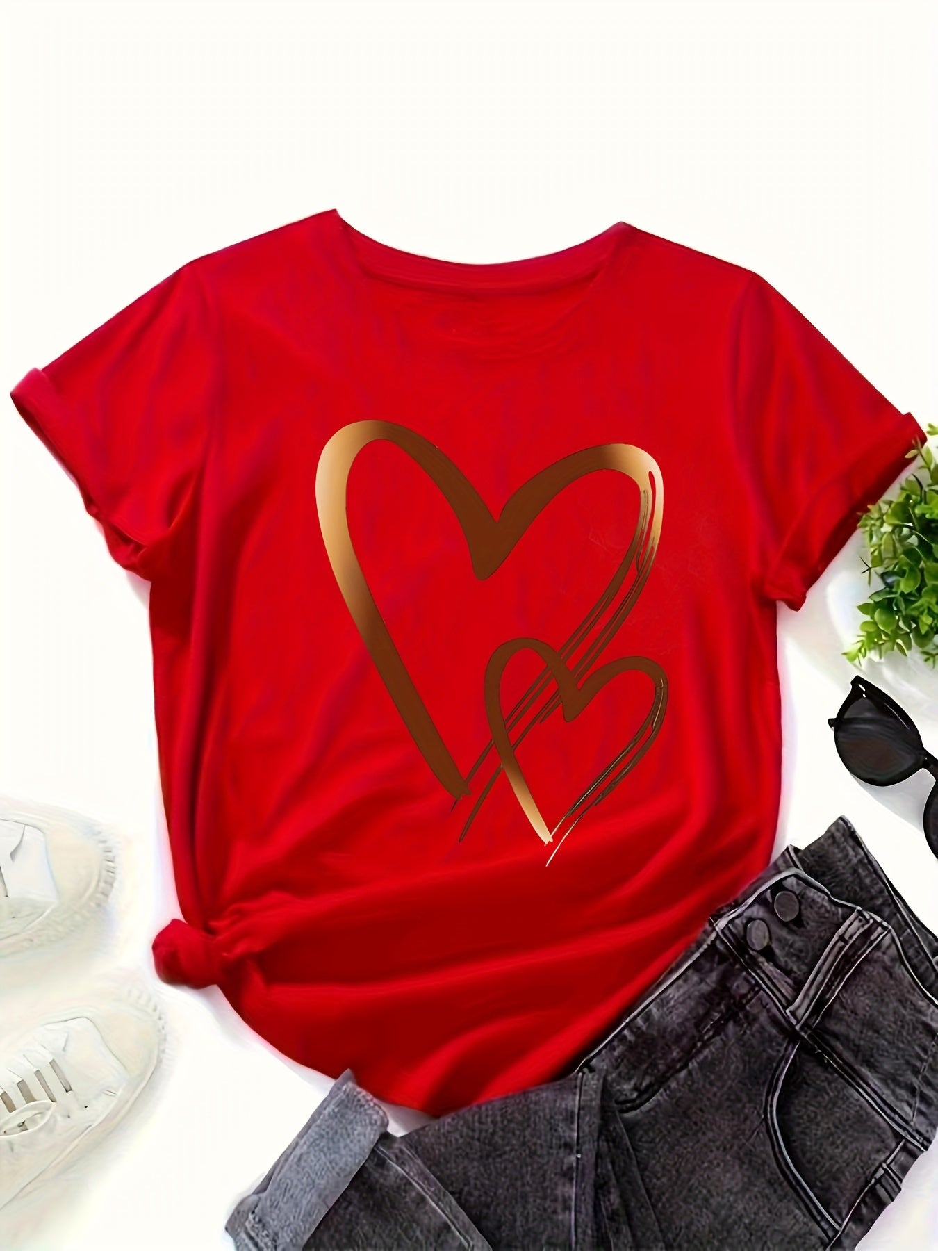 Leilani - Casual T-Shirt with Heart Print for Women