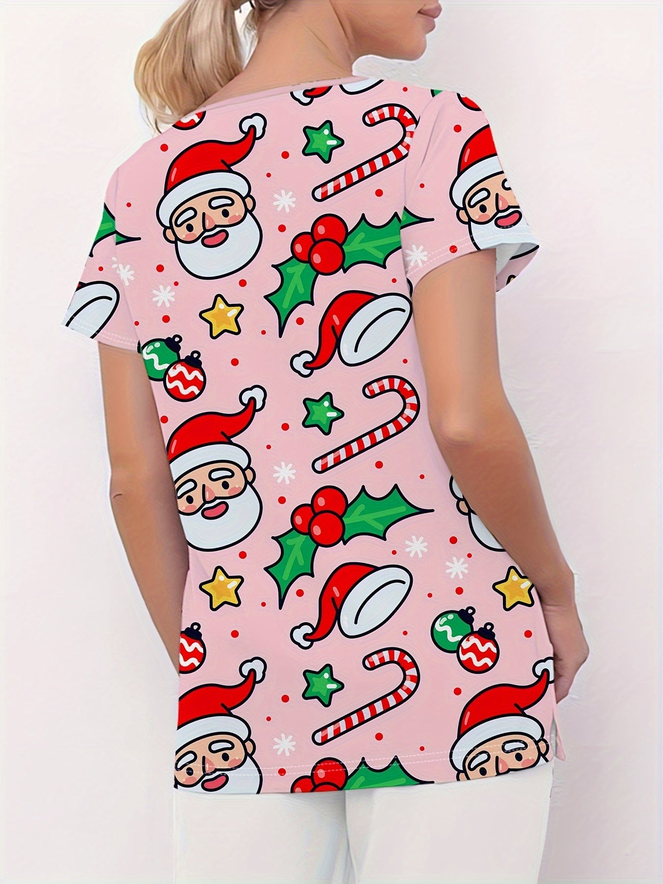 Liza - Scrub Shirt with Christmas Snowman Print for Women