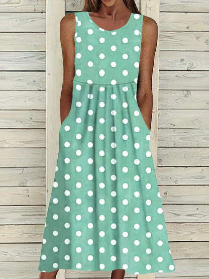 Patricia – Polka Dot Sleeveless Midi Dress