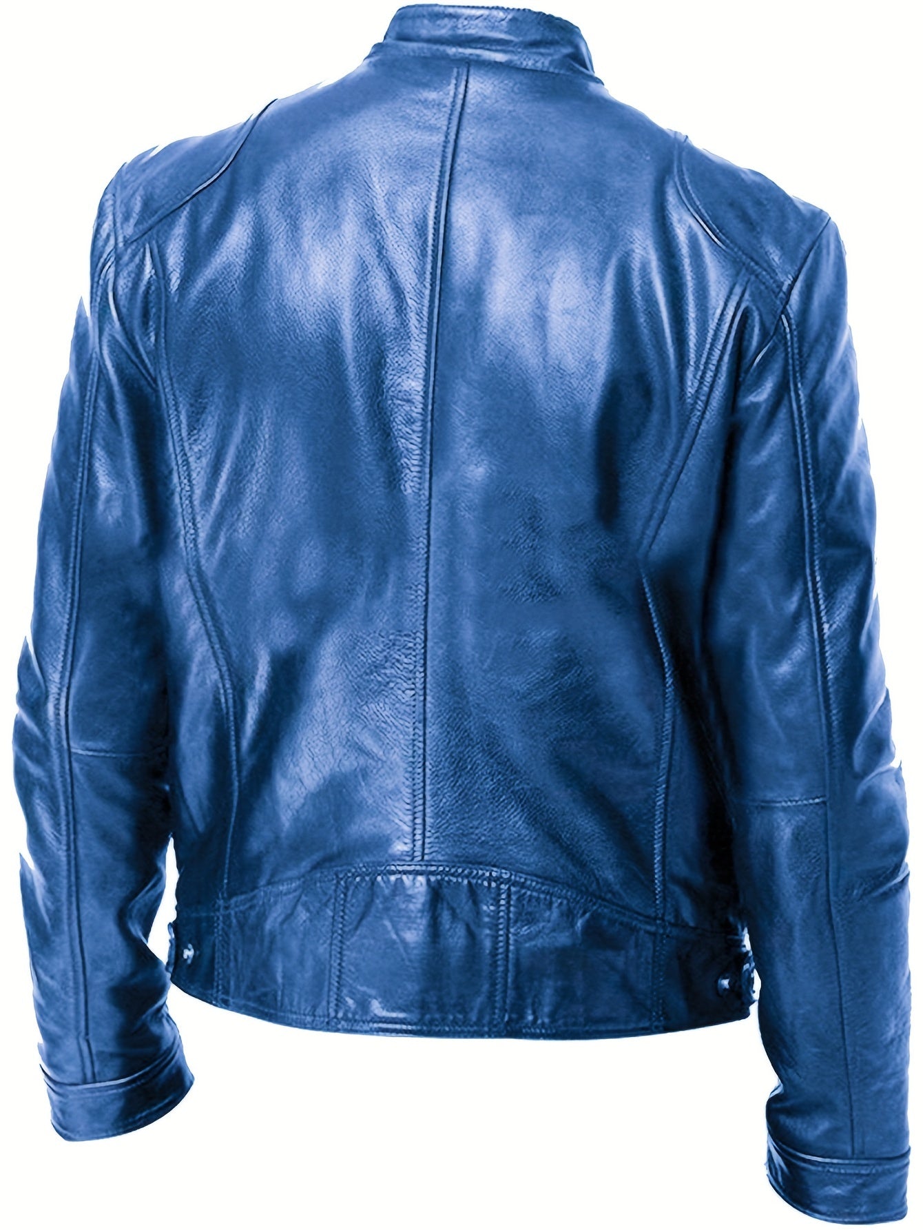 Samuel - Leather Jacket with Zipper and Small Stand Collar for Men