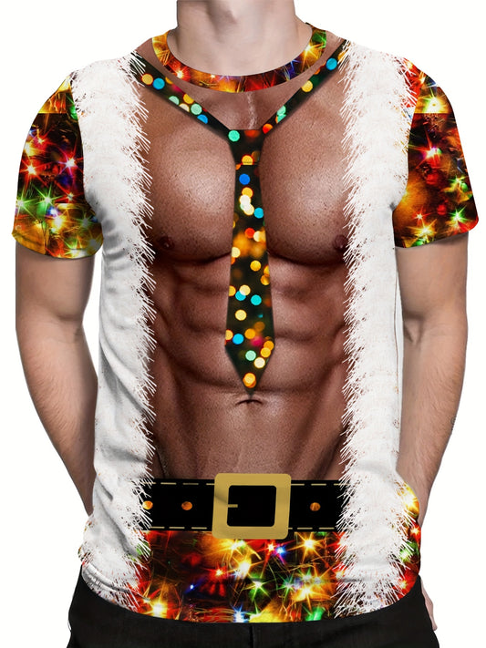 Mike - T-Shirt with 3D Christmas Santa Claus Print for Men