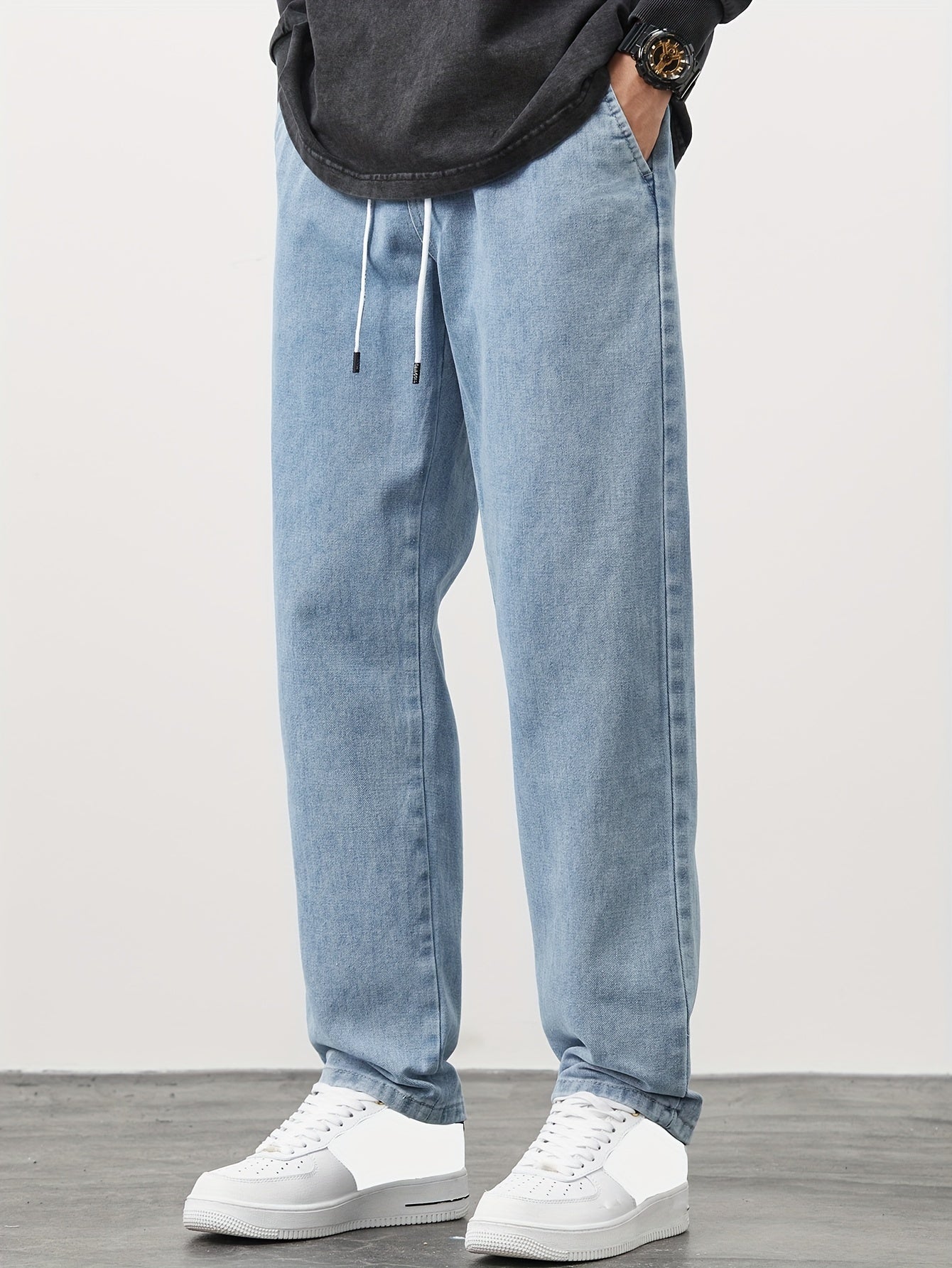 Tim – Casual Washed Denim Pants with Pockets