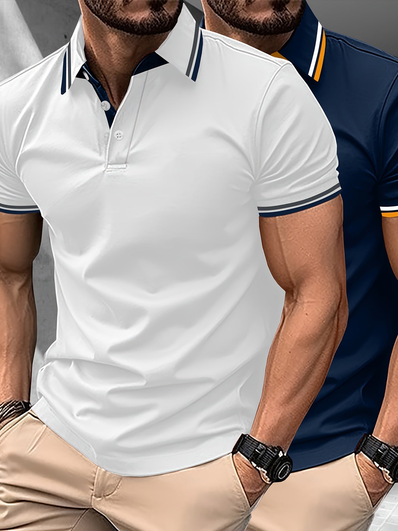 James - 2pcs Polo Shirts with Contrast Collar for Men