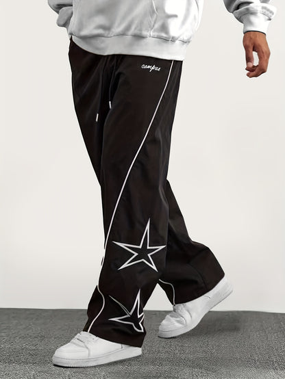 Luke – Men's Casual Stripe & Star Pattern Pants