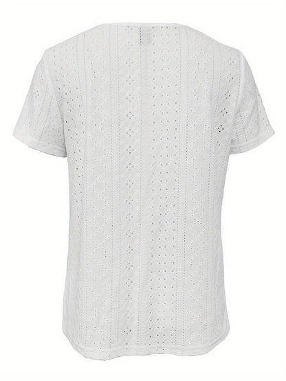 Sarah - Elegant Blouse with Eyelet Embroidered and Square Neck for Women