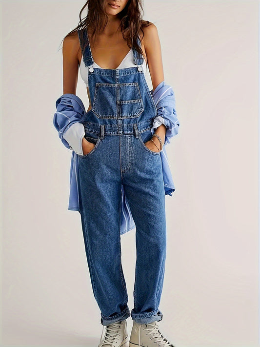 Lola - Casual Style Denim Overalls with Relaxed Fit and Pockets for Women