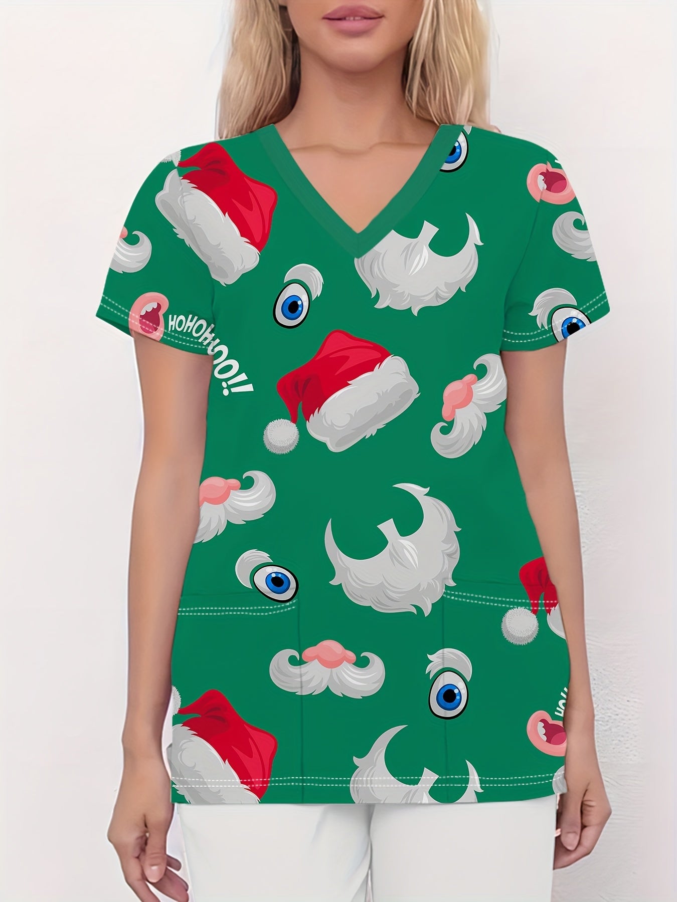 Liza - Scrub Shirt with Christmas Snowman Print for Women