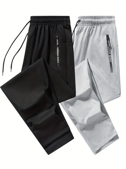 Isaac - 2pcs Set Regular Fit Cuffed Sweatpants with Zippered Pockets and Drawstring for Men