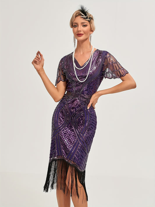 Julie –  Flapper Dress with Sequin Fringe