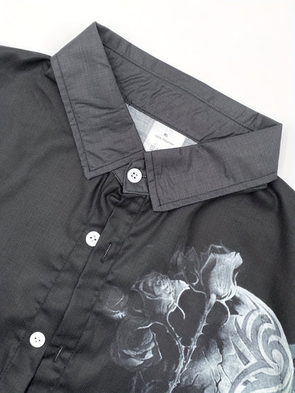 Erwin - Casual Button-Up Shirt with Skull and Cross Print for Men