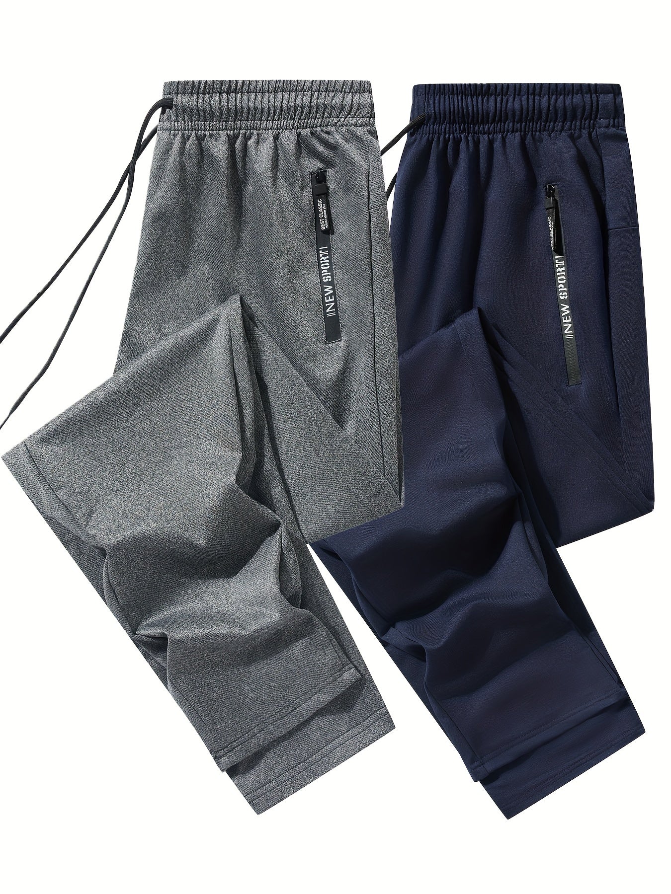 Isaac - 2pcs Set Regular Fit Cuffed Sweatpants with Zippered Pockets and Drawstring for Men