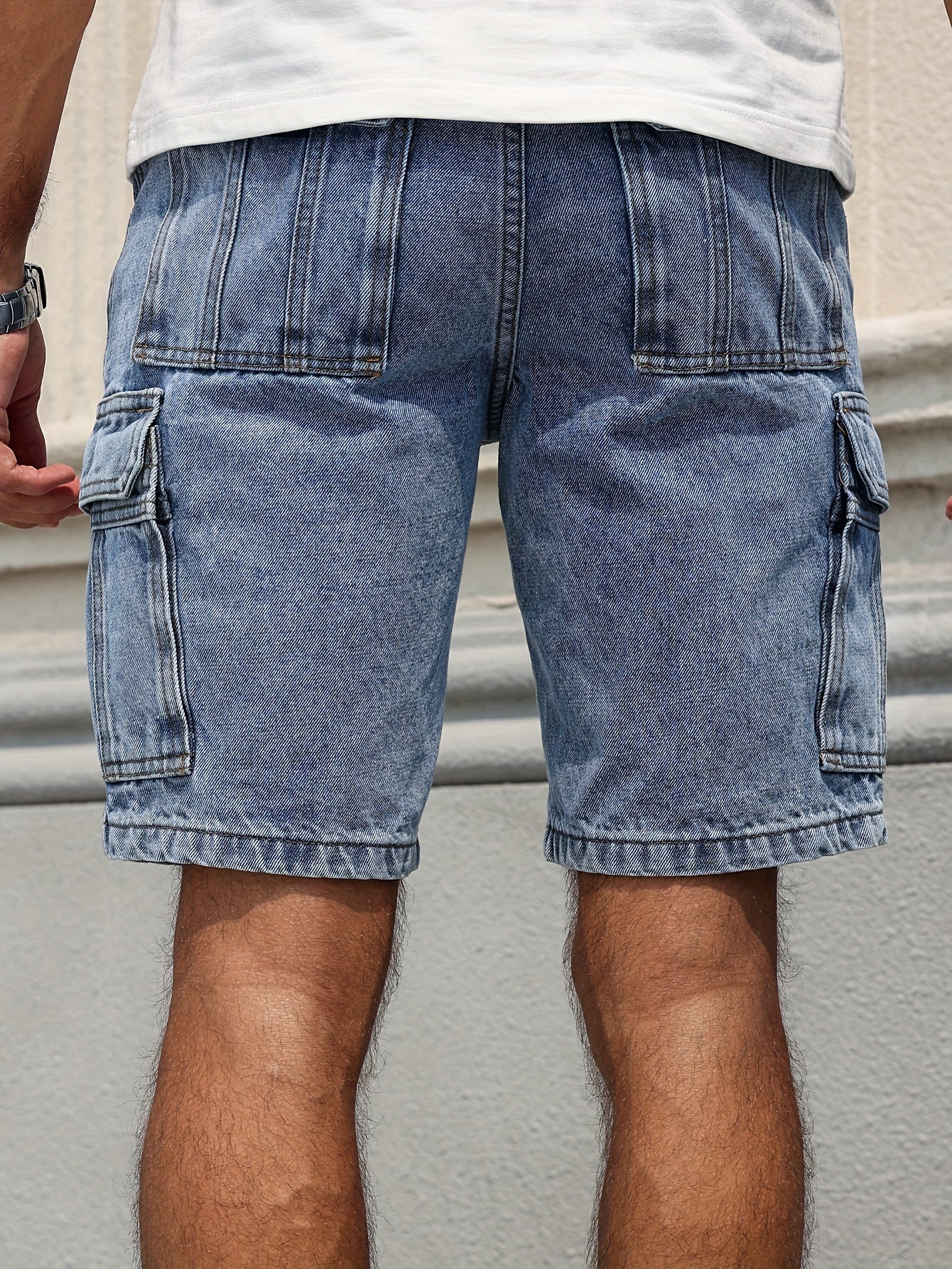 Fernando - Casual Loose Fit Denim Shorts with Knee-Length Jorts and Pockets for Men