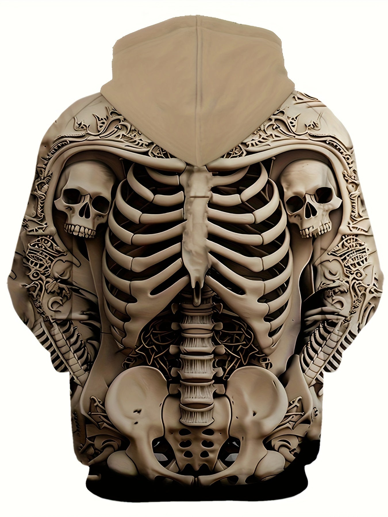 Willie - Casual Hoodie with 3D Skeleton Print and Kangaroo Pockets for Men