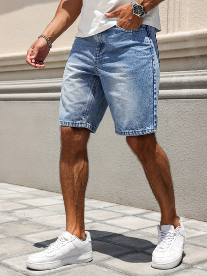 Alexander - Casual Leg Denim Shorts with Knee-Length and Pockets for Men