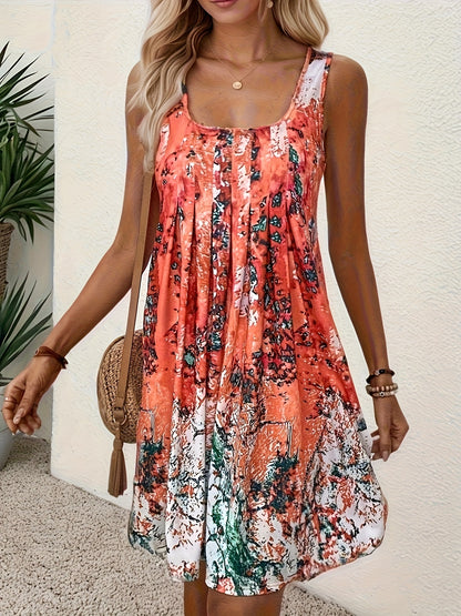 Candence - Floral Print Scoop Neck Tank Dress for Women