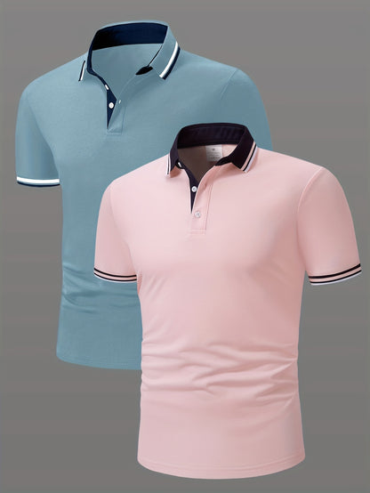 James - 2pcs Polo Shirts with Contrast Collar for Men